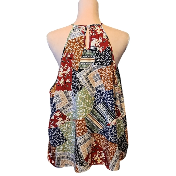 SHEIN VCAY Plus Patchwork Print Halter Top 4X - Picture 10 of 12